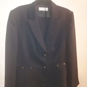 Tahari Charcoal Pinstripe Jacket